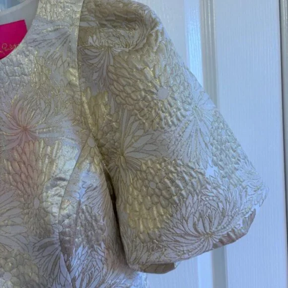 Lilly Pulitzer Ailani Dress Gold Metallic Shift - Size 12 - NWT - MSP $278 - Picture 7 of 14